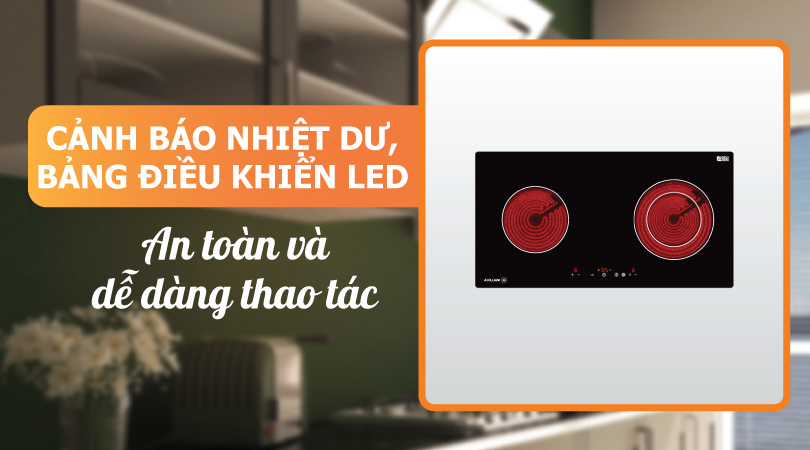 Bếp điện Malloca MH-02R - Cảnh báo nhiệt dư