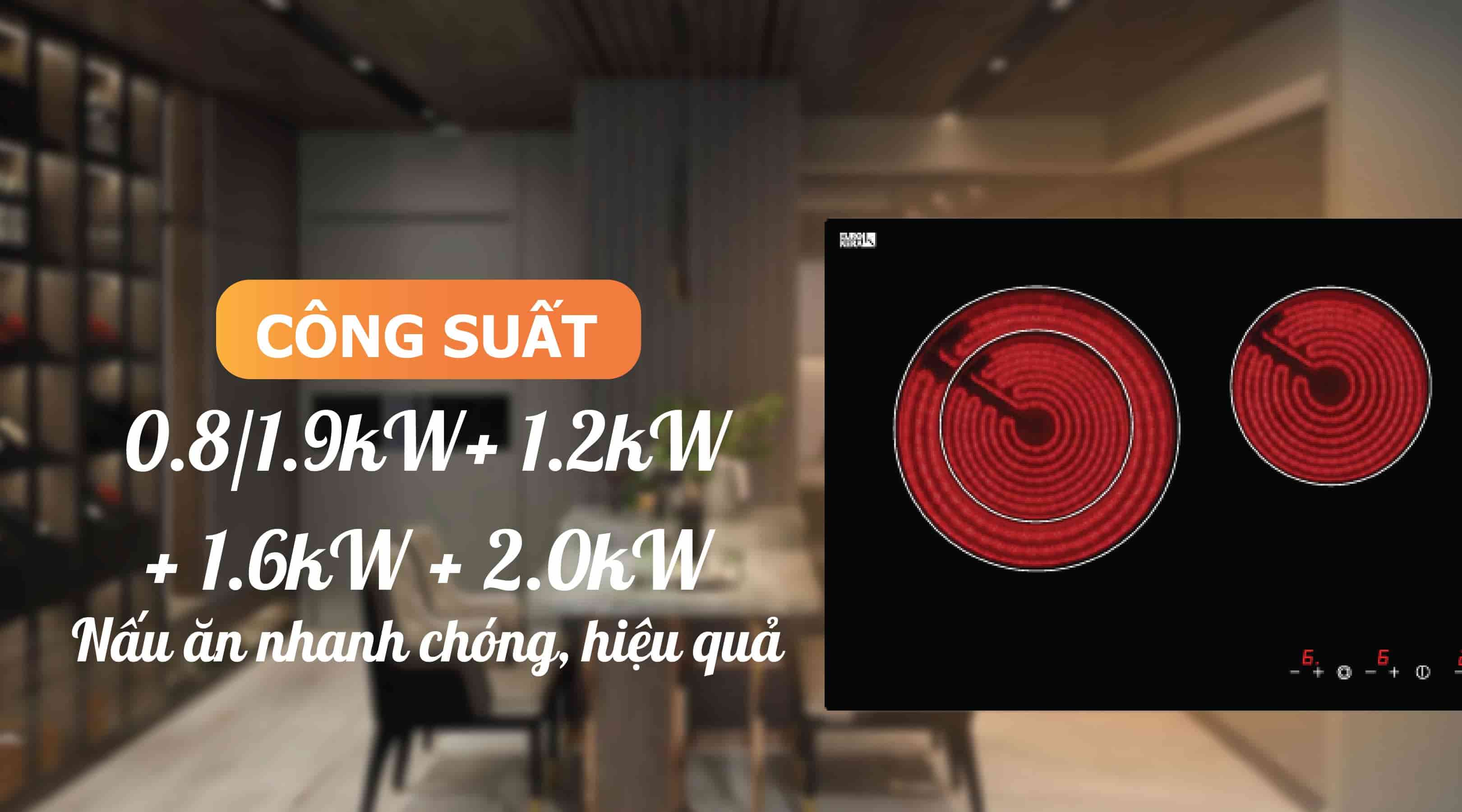 Công suất của bếp điện từ Malloca MH-04IR