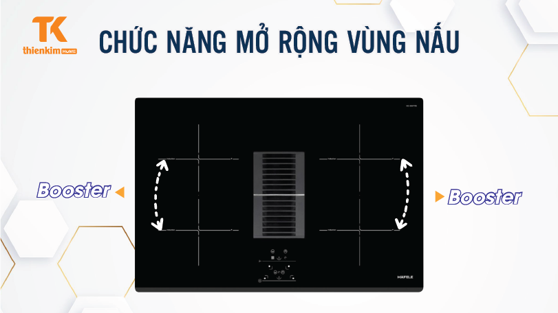 Chức năng mở rộng vùng nấu Bếp từ kết hợp hút mùi Hafele HC-IHH77D 536.61.655
