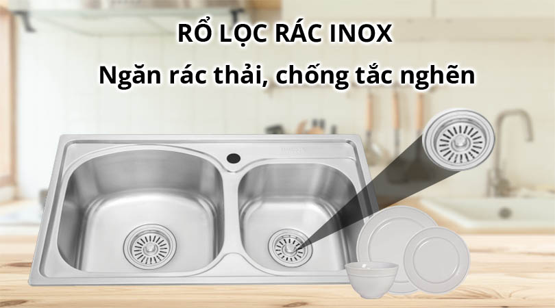 Chậu rửa chén Malloca MS 1011P có rổ lọc rác inox tiện lợi