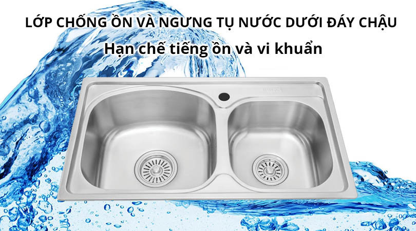 Chậu rửa chén Malloca MS 1011P có lớp chống ồn và ngưng tụ dưới đáy chậu