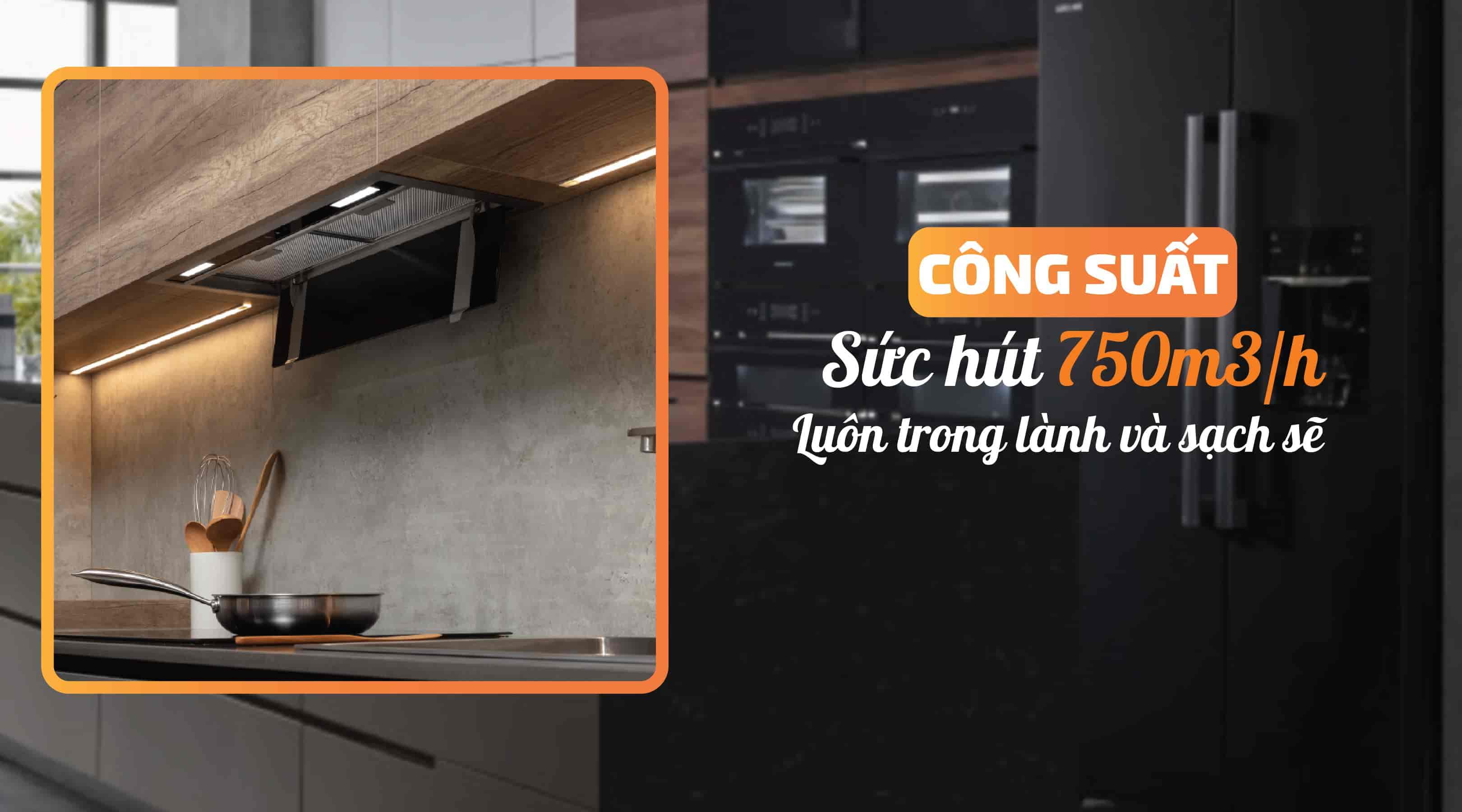 Công suất của máy hút mùi Malloca 750BI 