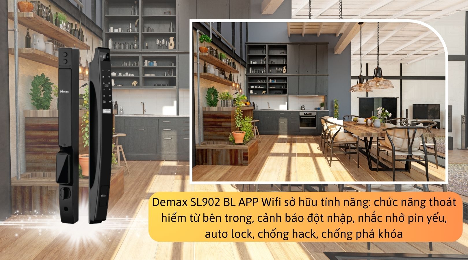 Tính năng ưu việt của khóa Demax SL902 BL APP Wifi 