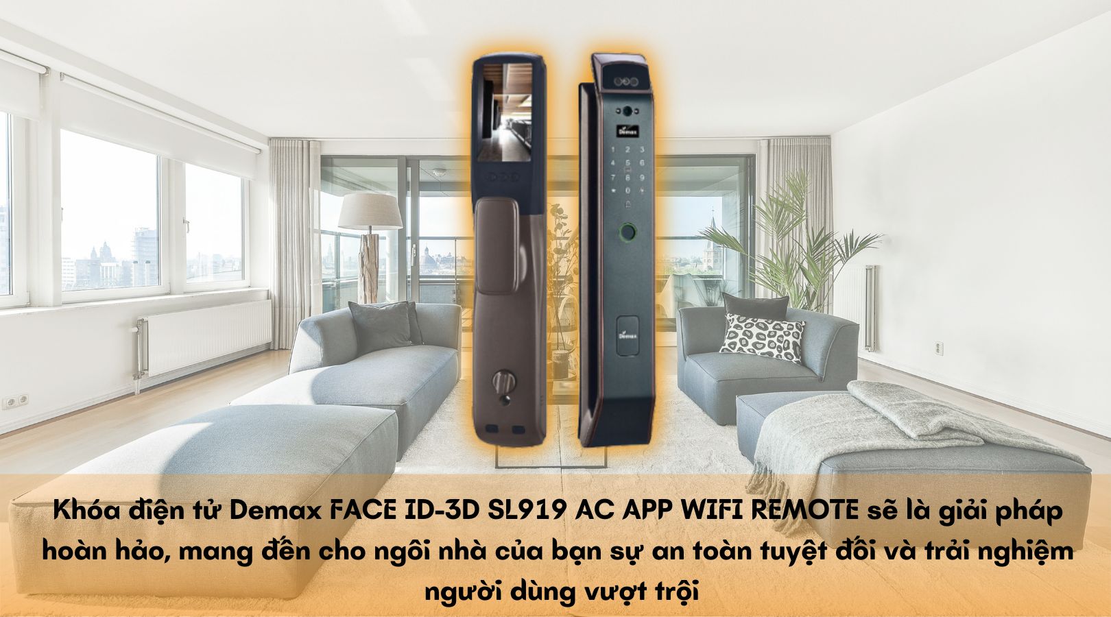 Khóa điện tử Demax FACE ID-3D SL919 AC APP WIFI REMOTE