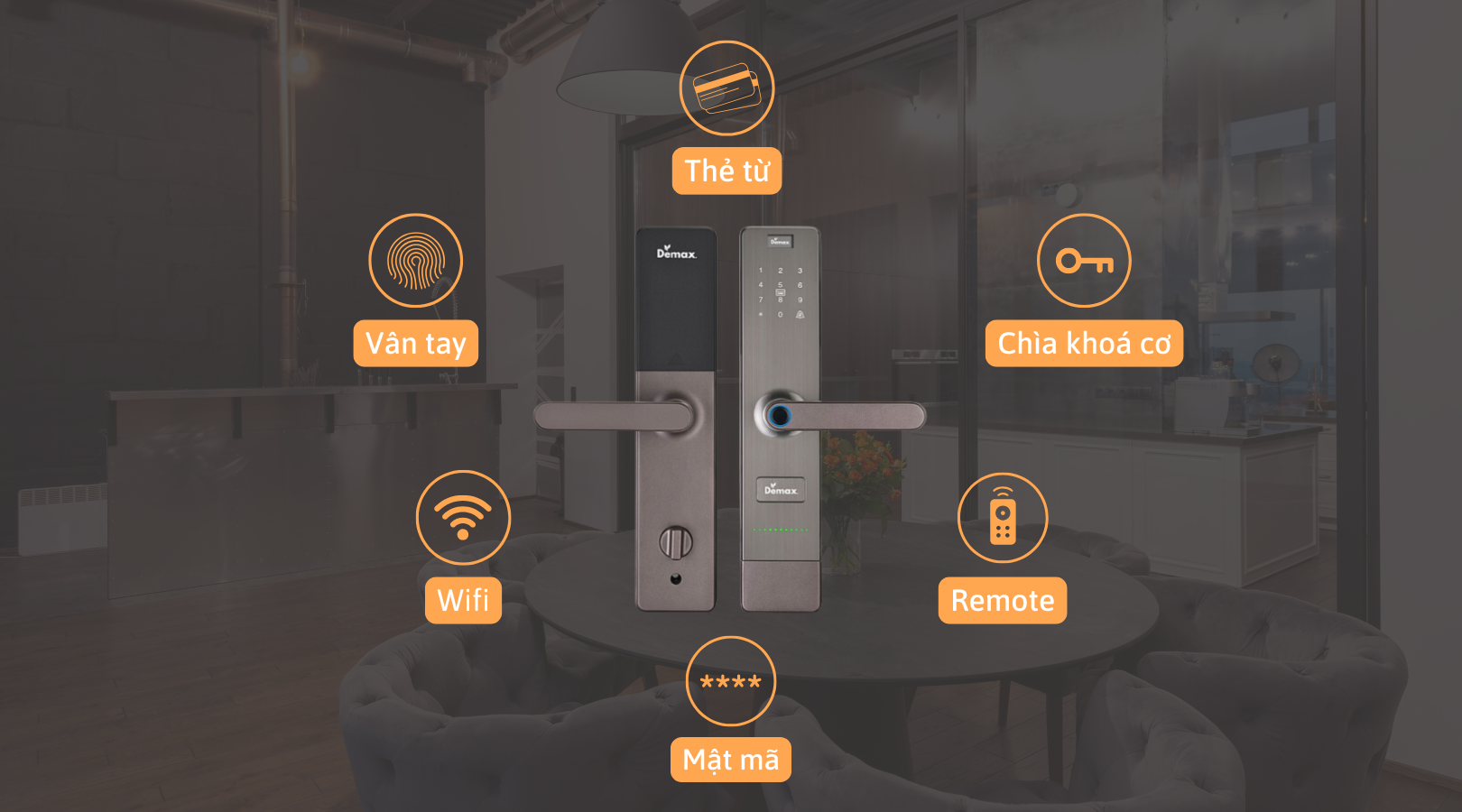 Tính năng mở khóa đa dạng của khóa Demax SL628 CB REMOTE