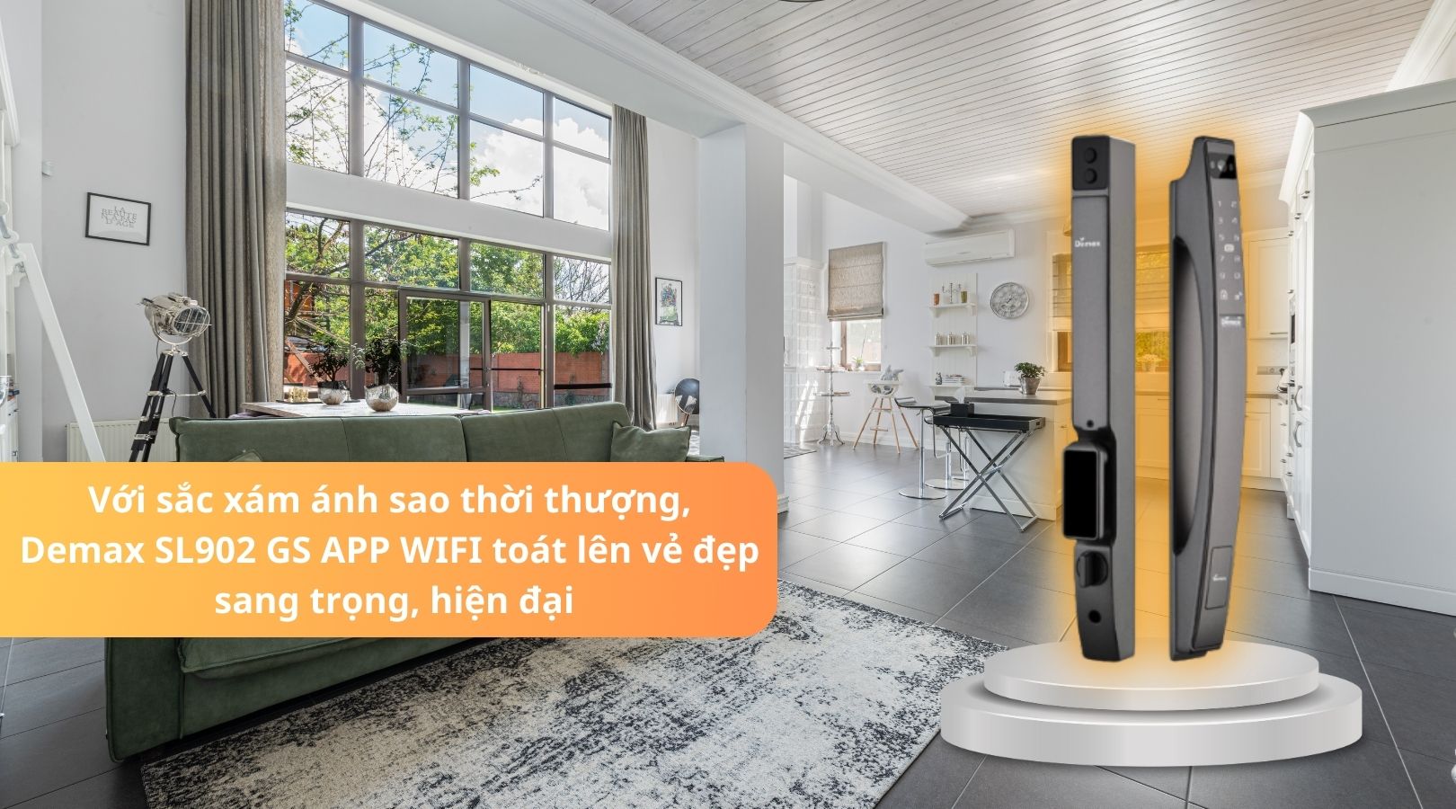 Thiết kế tinh tế, hiện đại của khóa Demax SL902 GS APP WIFI