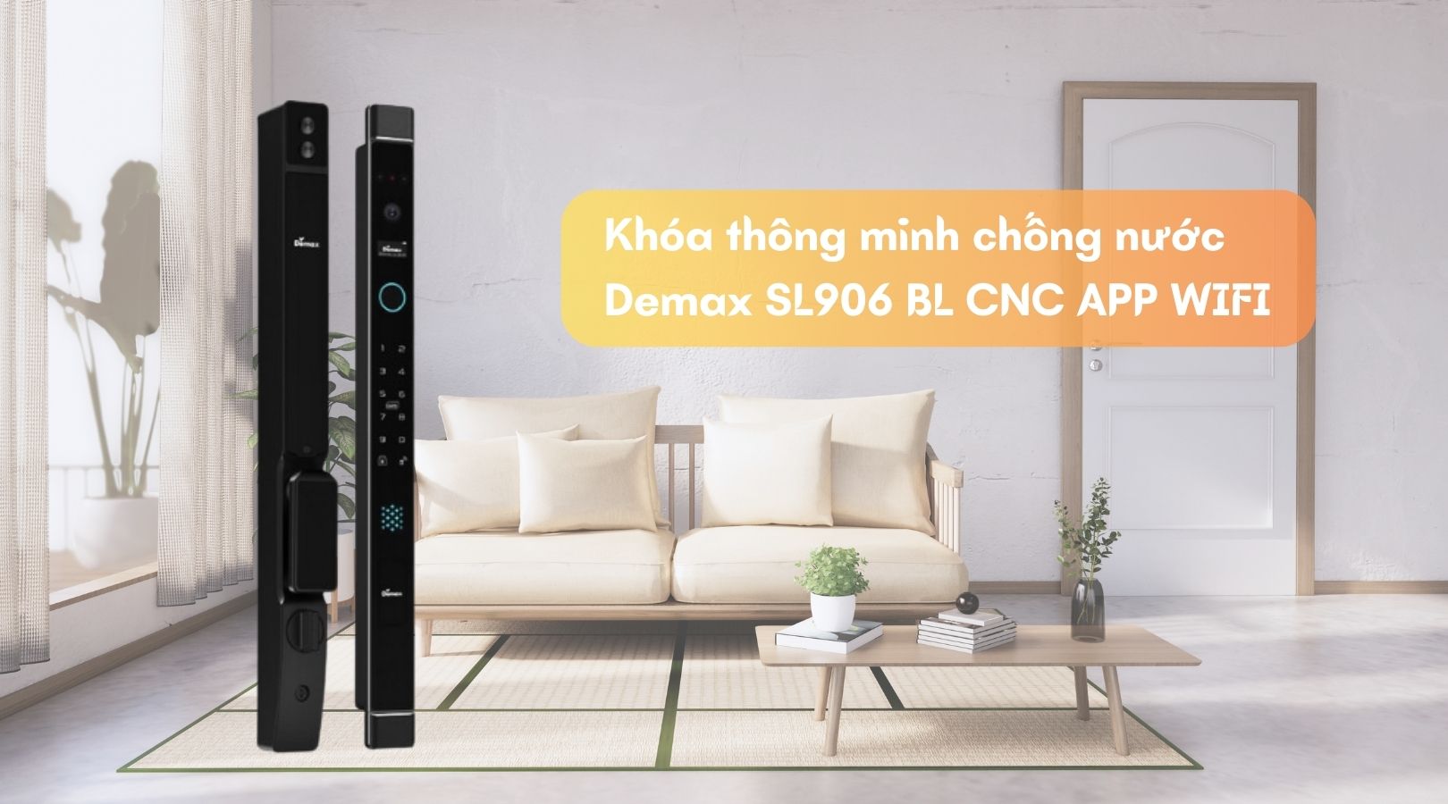 Khóa thông minh chống nước Demax SL906 BL CNC APP WIFI