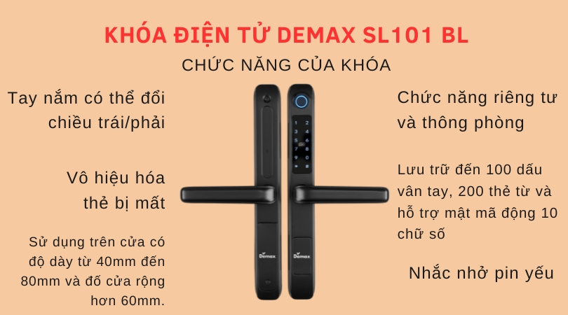 Các chức năng nổi bật của khóa điện tử Demax SL101 BL