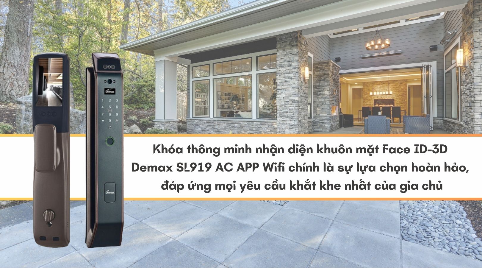 Khóa thông minh nhận diện khuôn mặt Face ID-3D Demax SL919 AC APP Wifi