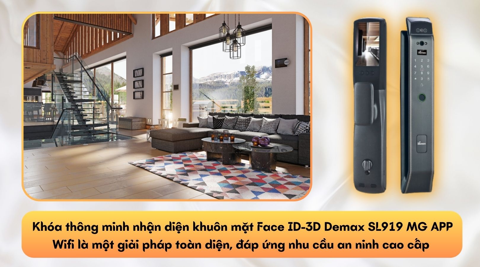 Khóa thông minh nhận diện khuôn mặt Face ID-3D Demax SL919 MG APP Wifi