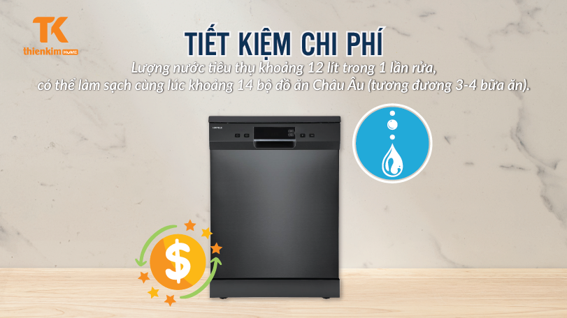 Tiết kiệm chi phí Máy Rửa Chén Hafele HDW-F60EB 538.21.310