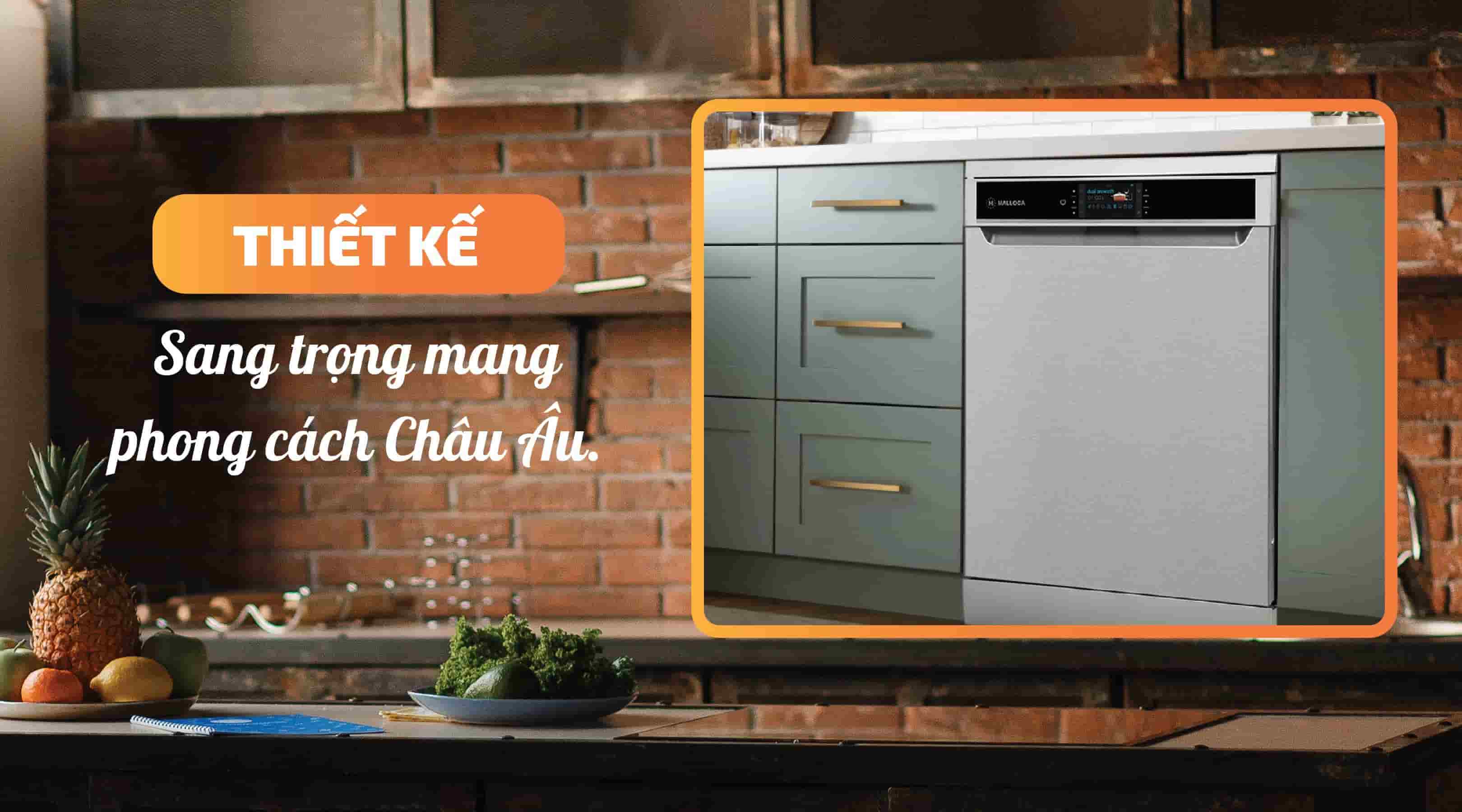 Thiết kế của máy rửa chén Malloca WQP12-5201E