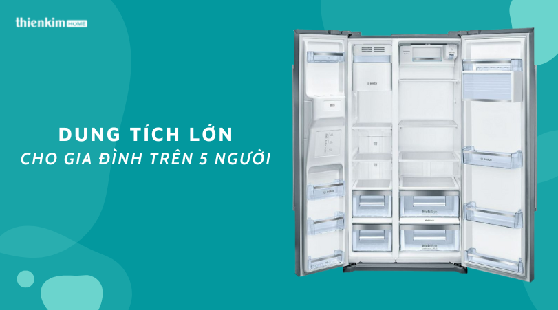 Dung tích lớn cho gia đình trên 5 người Tủ lạnh Bosch KAD90VB20 Serie 6