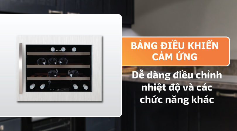 Tủ bảo quản rượu âm tủ Malloca MWC-22S bảng điều khiển