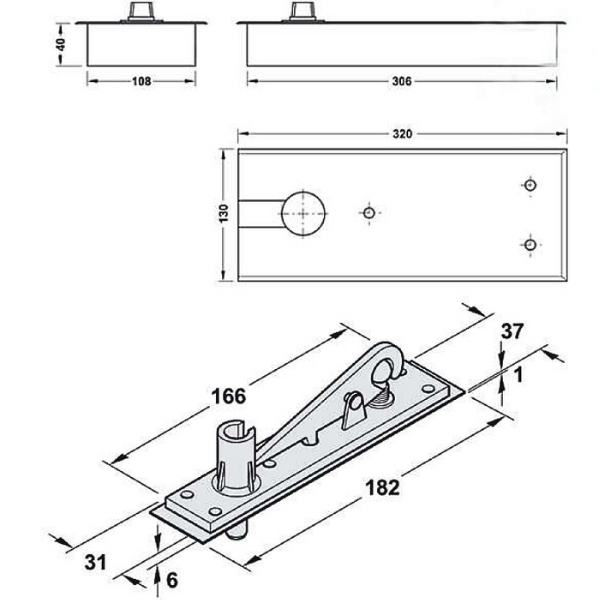 ảnh sản phẩm Bản lề sàn Hafele 932.77.010