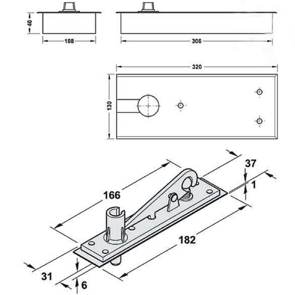 ảnh sản phẩm Bản lề sàn Hafele 932.77.020