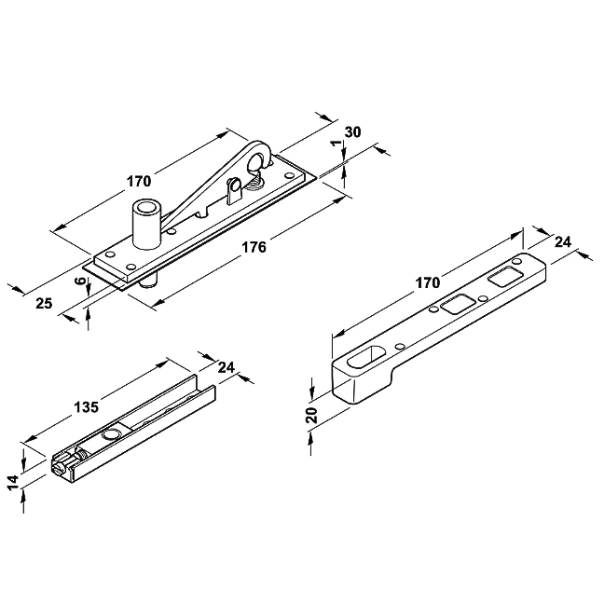 ảnh sản phẩm Bản lề sàn Hafele DCL41 250kg 932.84.040