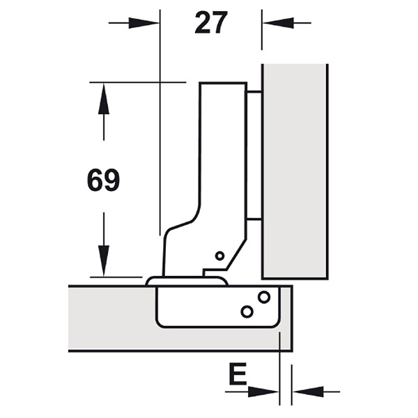 ảnh sản phẩm Bản lề giảm chấn Hafele cho gỗ dày 25mm Trùm nửa 315.08.851