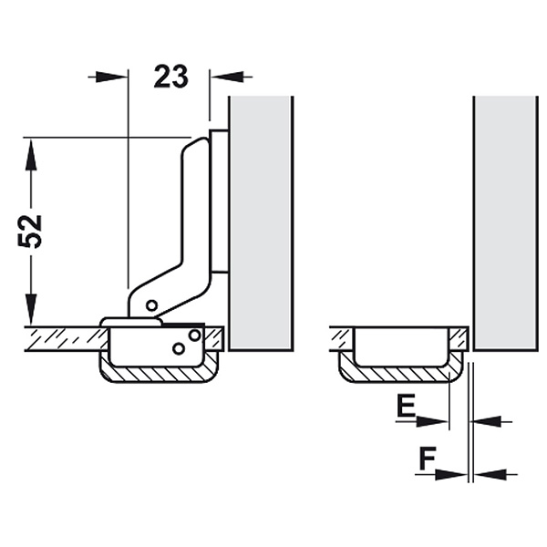 ảnh sản phẩm Bản lề Hafele cho cửa kính Lọt lòng 311.01.075