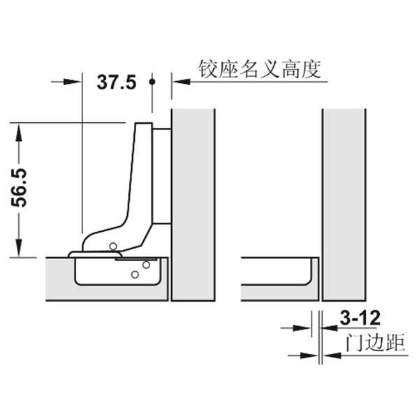 ảnh sản phẩm Bản lề Hafele cho gỗ dày 25mm lọt lòng 311.81.503