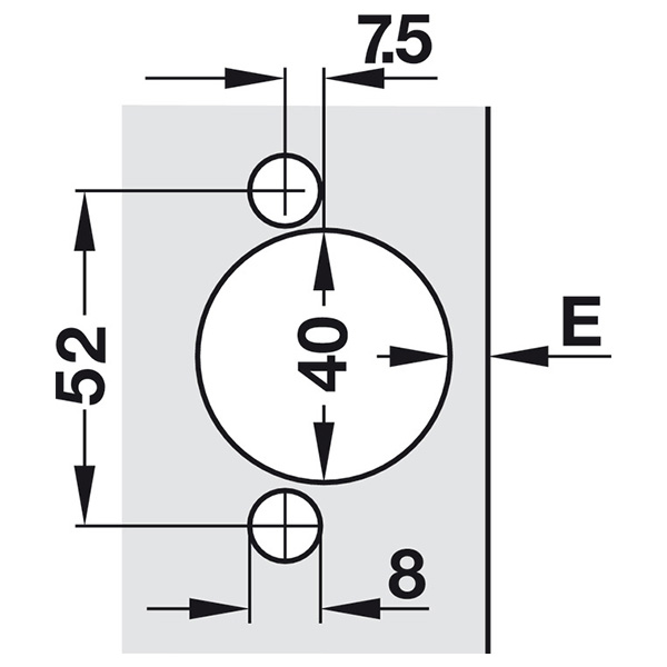 ảnh sản phẩm Bản lề Hafele cho gỗ dày 25mm lọt lòng 311.81.503