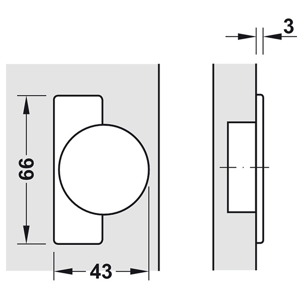 ảnh sản phẩm Bản lề Hafele cho gỗ dày 25mm lọt lòng 311.81.503