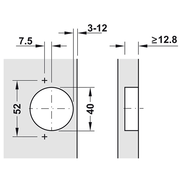 ảnh sản phẩm Bản lề Hafele cho gỗ dày 25mm lọt lòng 311.81.503