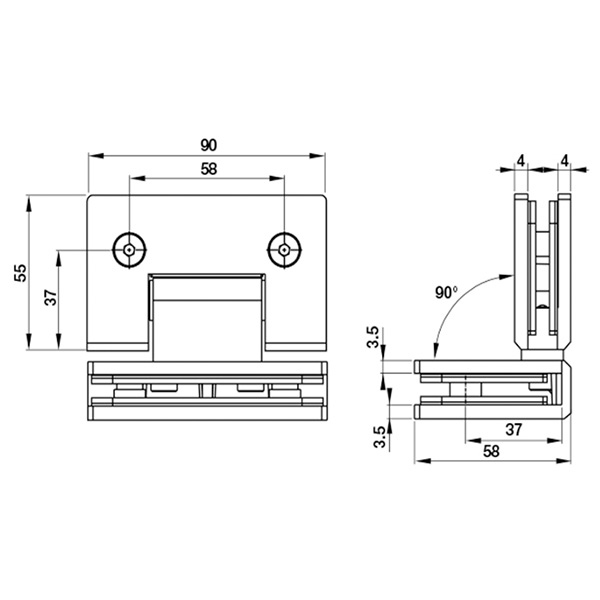 ảnh sản phẩm Bản lề kính - kính 90 độ Hafele 981.77.951