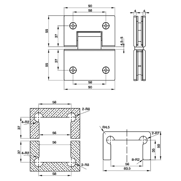 ảnh sản phẩm Bản lề kính-kính Hafele 180 độ 981.77.947