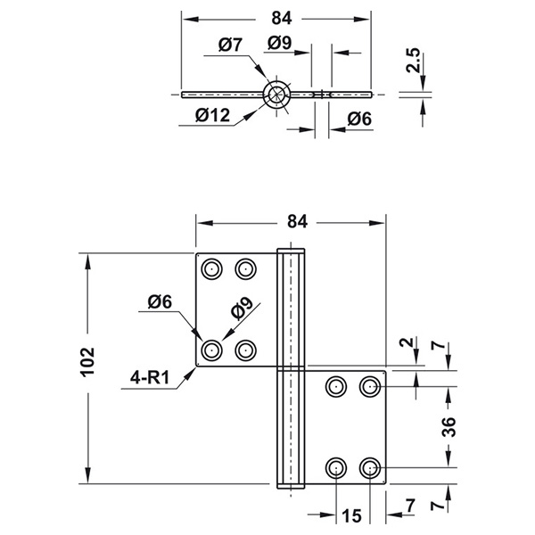 ảnh sản phẩm Bản lề lá Hafele cho cửa đố nhỏ 926.60.900