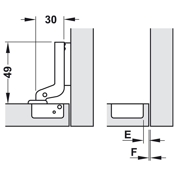 ảnh sản phẩm Bản Lề Lọt Lòng Metalla Mini Hafele 311.01.072