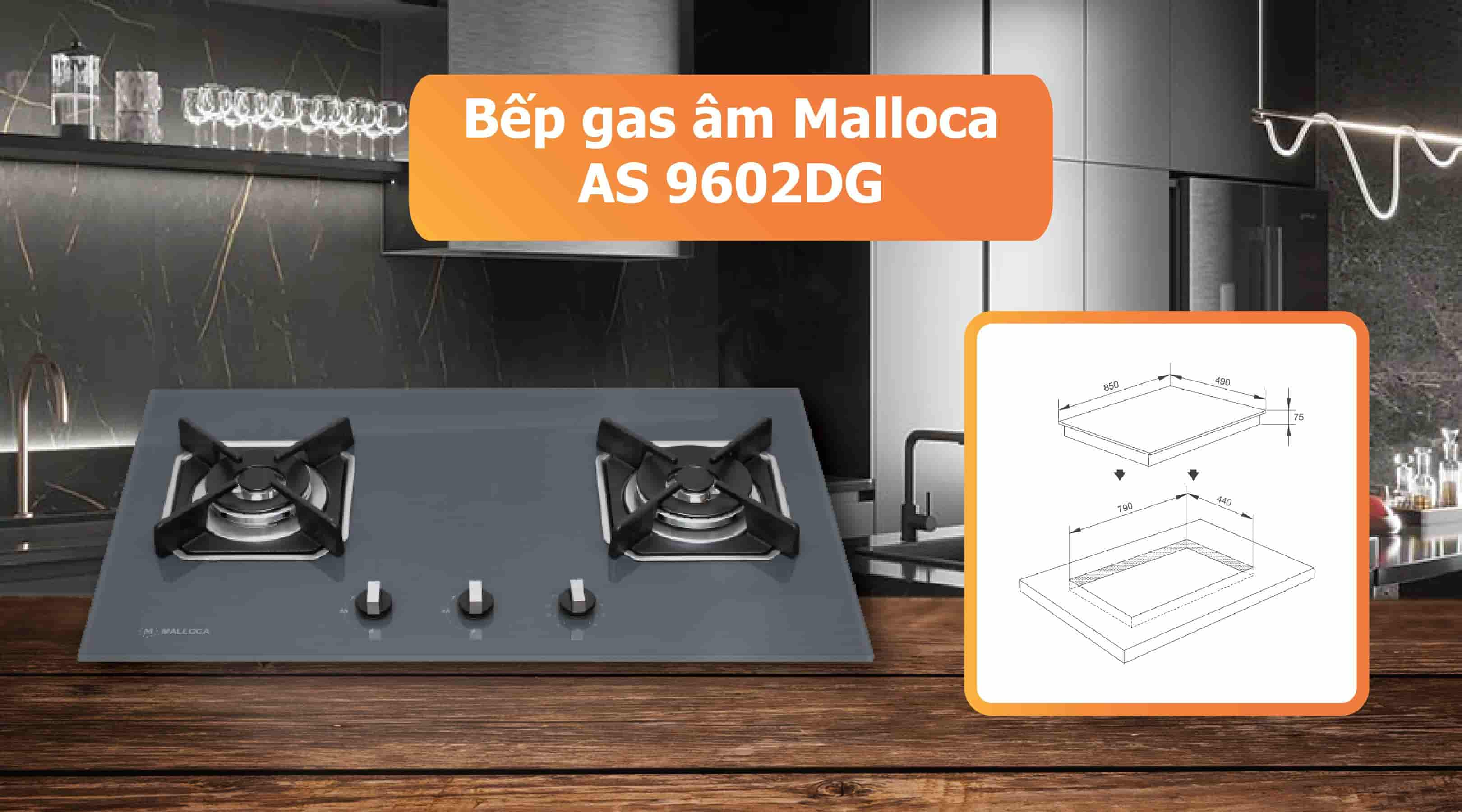 Bếp gas âm Malloca AS 9602DG