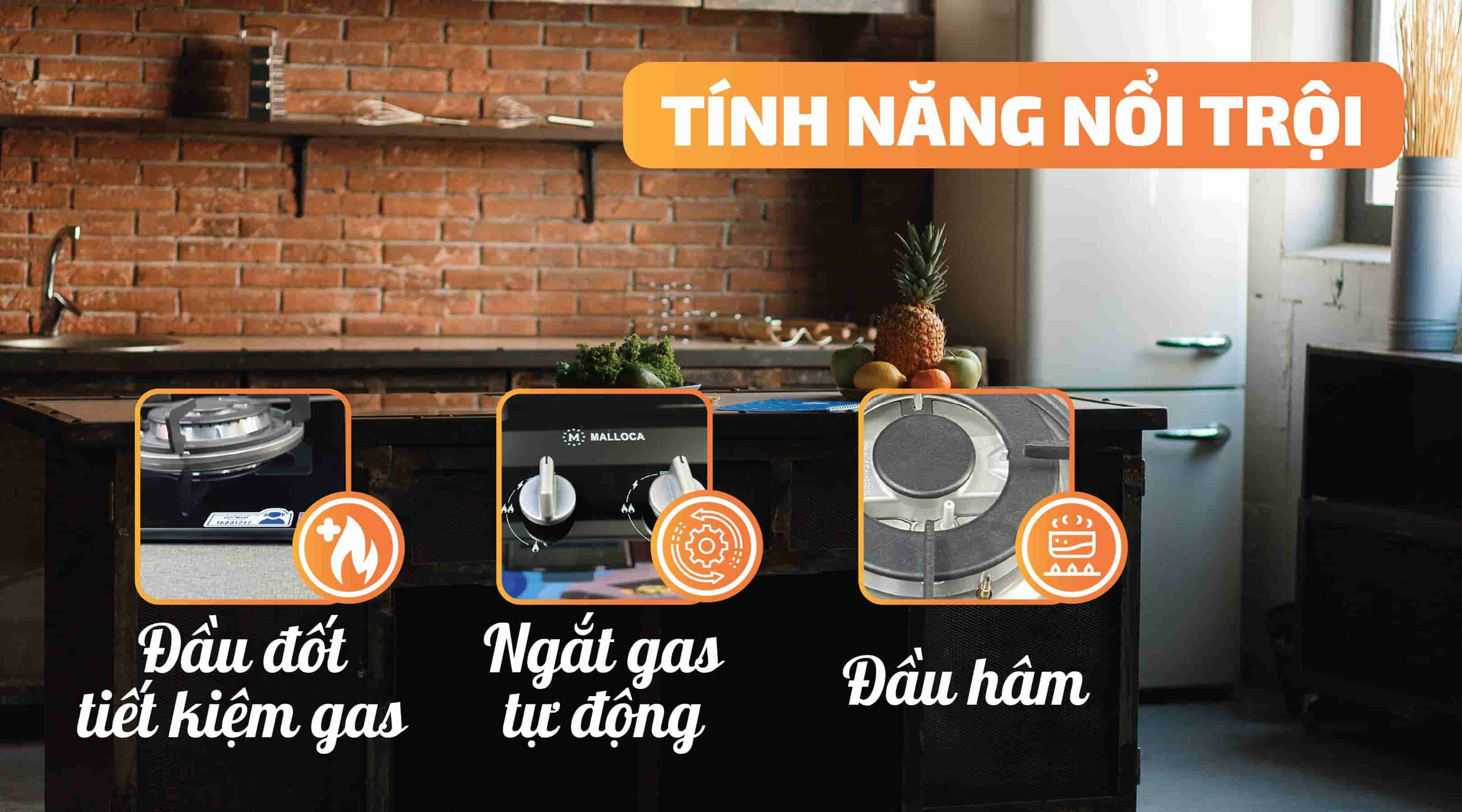 Bếp gas âm Malloca GHG 732A NEW tính năng nổi trội