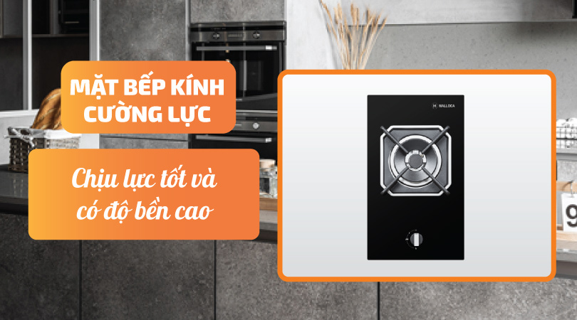 Bếp gas âm Domino Malloca MDG 301 - Mặt kính cường lực