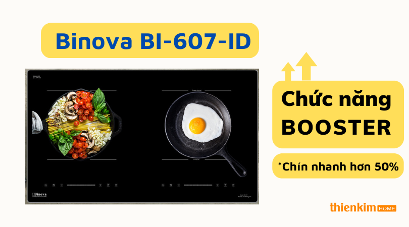 Bếp từ 2 vùng nấu Binova BI-607-ID chức năng booster