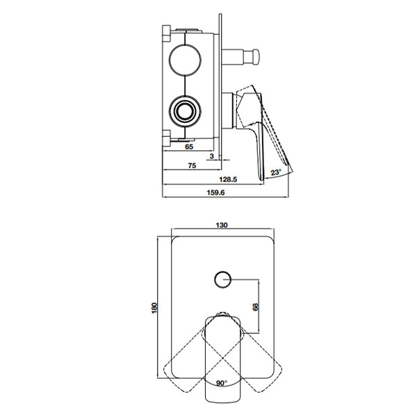 ảnh sản phẩm Bộ trộn âm 2 đường nước Hafele Kobe 589.15.037