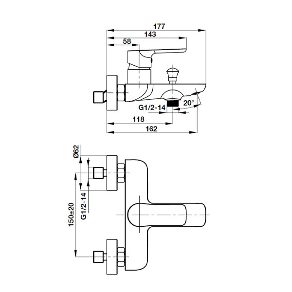 ảnh sản phẩm Bộ trộn nổi 2 đường nước Hafele Uni 495.61.130