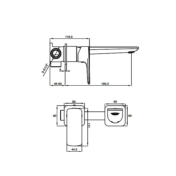 ảnh sản phẩm Vòi trộn gắn tường Hafele Kobe 250 589.15.004