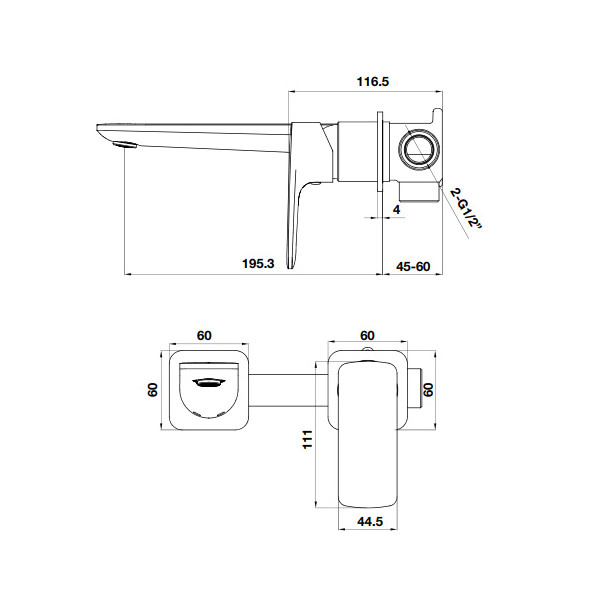 ảnh sản phẩm Vòi trộn gắn tường Hafele Kobe 589.15.034