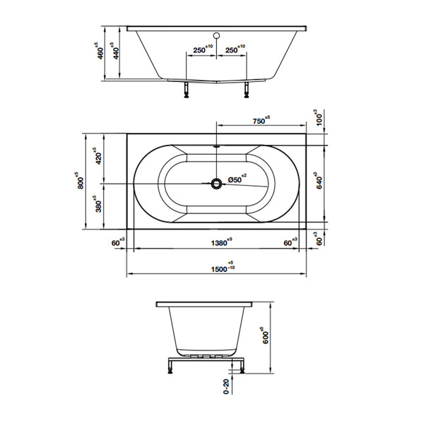 ảnh sản phẩm Bồn tắm âm Hafele Nagoya 1500 588.79.601