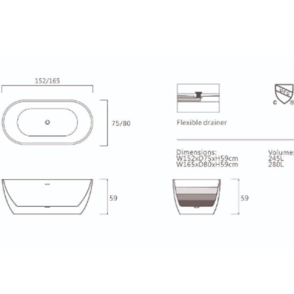 ảnh sản phẩm Bồn tắm Euroking DIVA EU-6024 Free Space (1520)