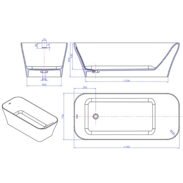 ảnh sản phẩm Bồn tắm Euroking EU-65158 Trắng