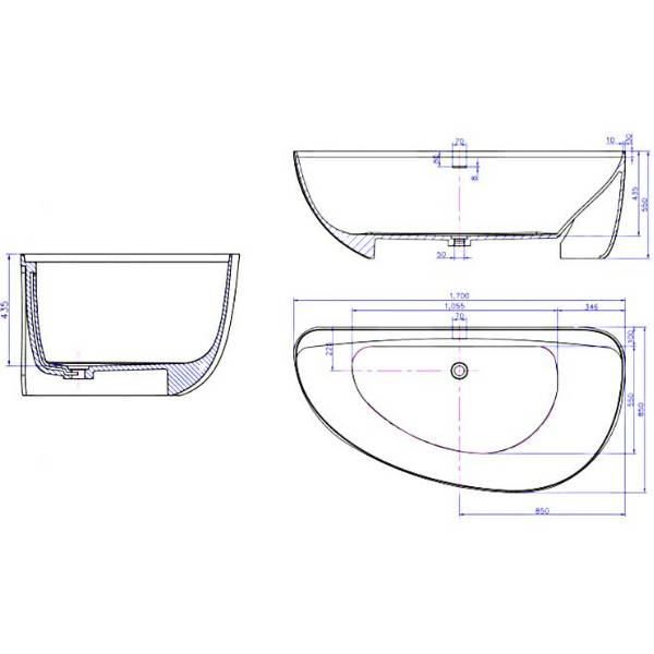 ảnh sản phẩm Bồn tắm Euroking EU-65161 Gray