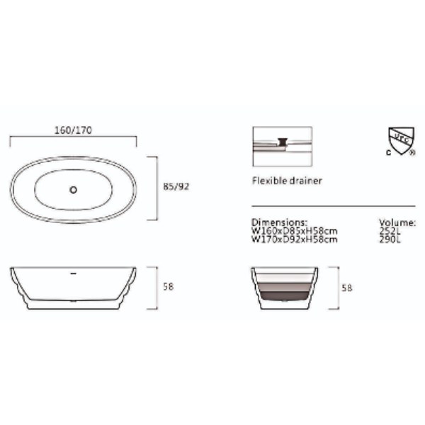 ảnh sản phẩm Bồn tắm Euroking HOOP EU-6030 White Glossy (1700)