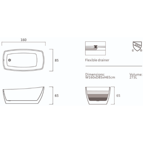 ảnh sản phẩm Bồn tắm Euroking SUSAN EU-6034 Free Space