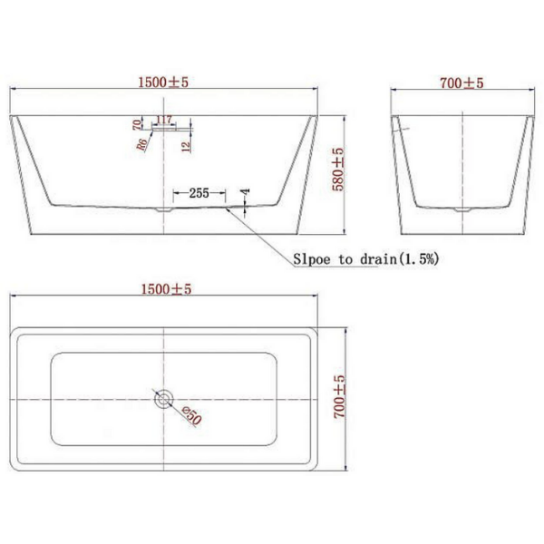 ảnh sản phẩm Bồn tắm Nofer NG-3638 PLUS Red