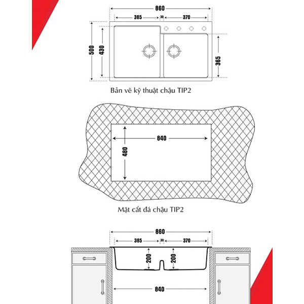 ảnh sản phẩm Chậu rửa chén Carysil TIP2-05