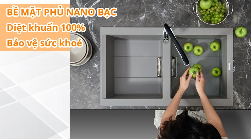 Chậu rửa chén Malloca - Bề mặt phủ Nano Bạc