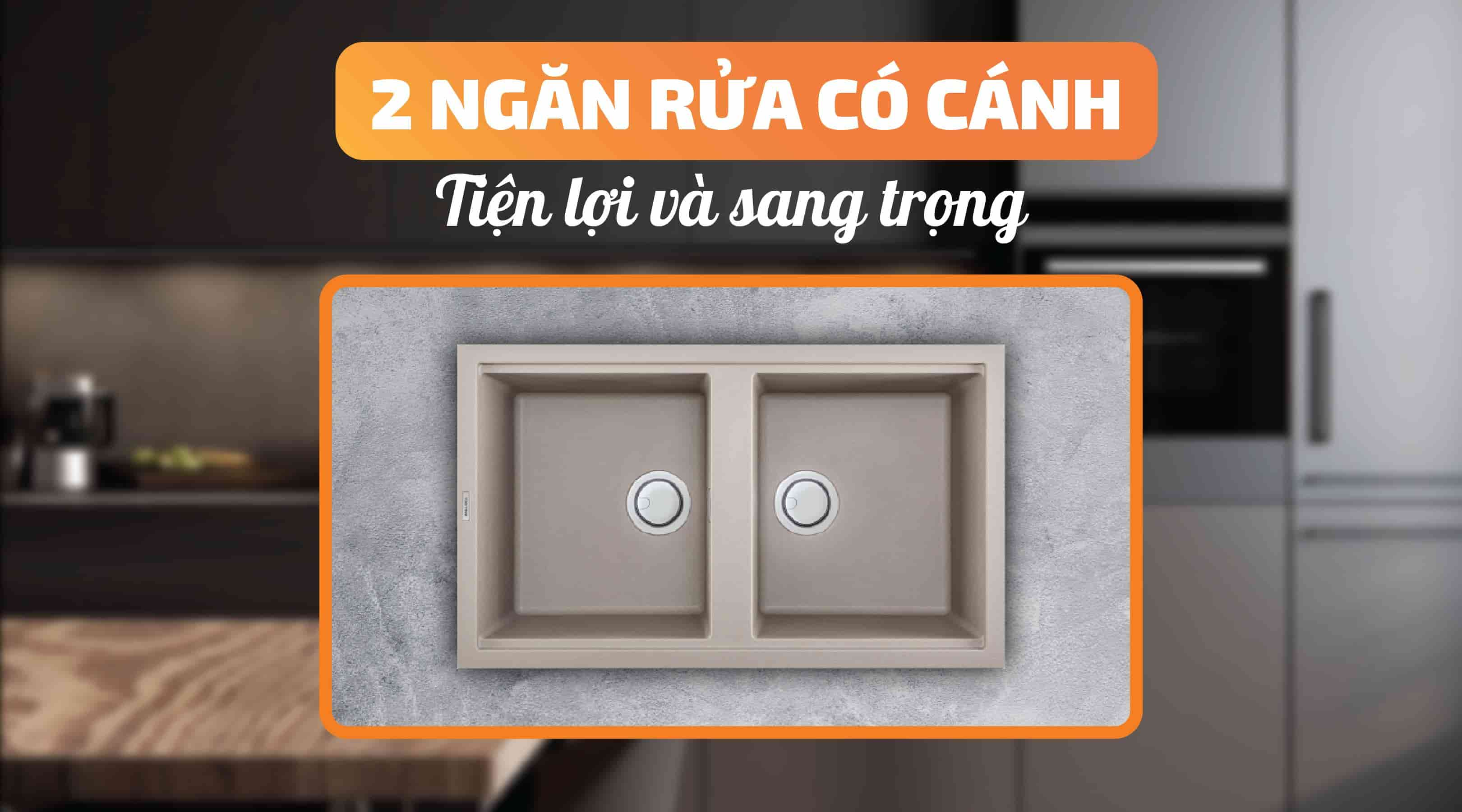 Chậu rửa chén Malloca TORTORA K-45043 - 2 ngăn rửa có cánh