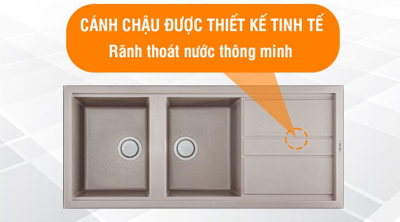 Chậu rửa chén Malloca  - Thiết kế xả tràn thoát nước thông minh